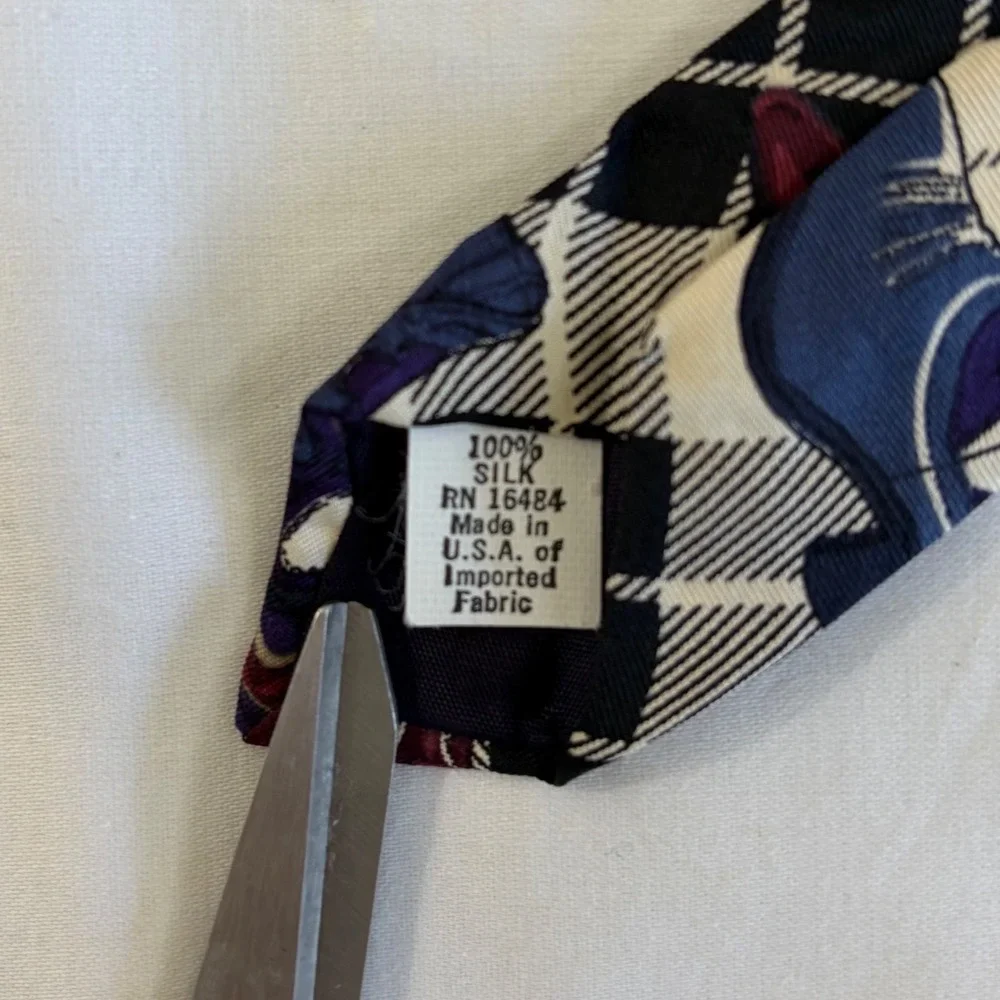 Gant Mens Silk Tie Plaid Cowboy Boots Western country Print Black White Blue USA
